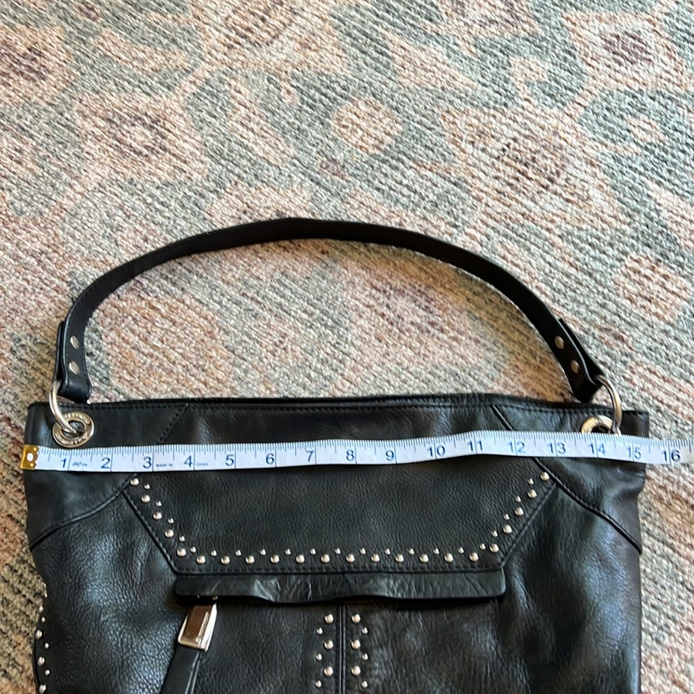 B. Makowski studded black leather shoulder bag - Picture 17 of 17
